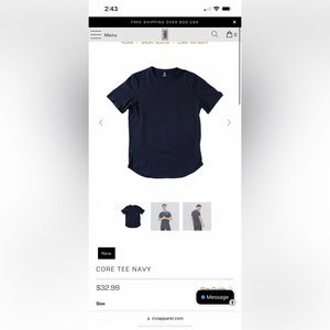 Zivi Core Tee in Navy NEW